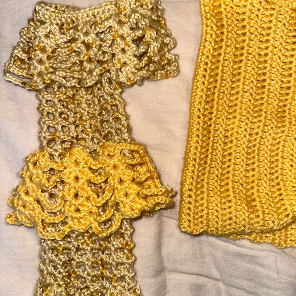 Handmade Yellow and Gold Crochet Off-Shoulder Top - Picture 2 of 5